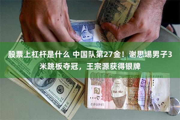 股票上杠杆是什么 中国队第27金！谢思埸男子3米跳板夺冠，王宗源获得银牌