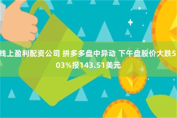 线上盈利配资公司 拼多多盘中异动 下午盘股价大跌5.03%报143.51美元