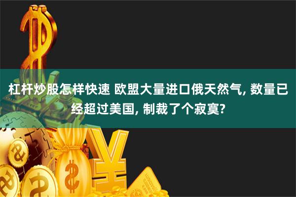 杠杆炒股怎样快速 欧盟大量进口俄天然气, 数量已经超过美国, 制裁了个寂寞?