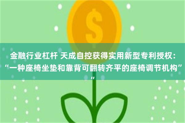 金融行业杠杆 天成自控获得实用新型专利授权：“一种座椅坐垫和靠背可翻转齐平的座椅调节机构”