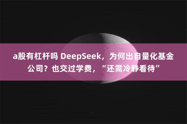 a股有杠杆吗 DeepSeek，为何出自量化基金公司？也交过学费，“还需冷静看待”